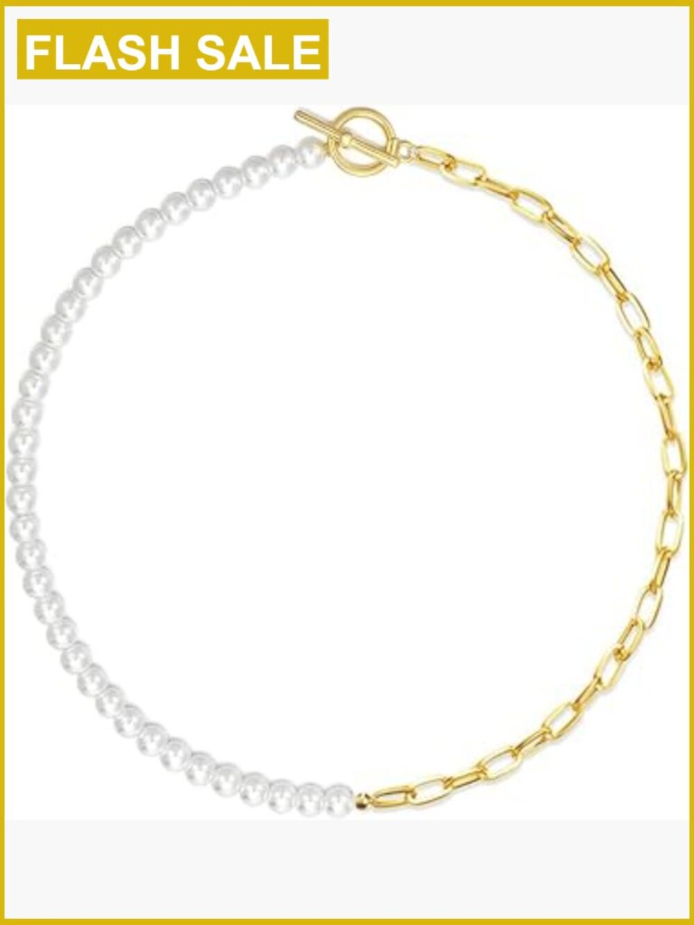 Dainty Pearl Choker Necklace 6mm Paperclip Chain 17" Delicate Jewelry